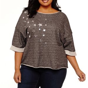 Off Shoulder Short Sleeved Sweatshirt